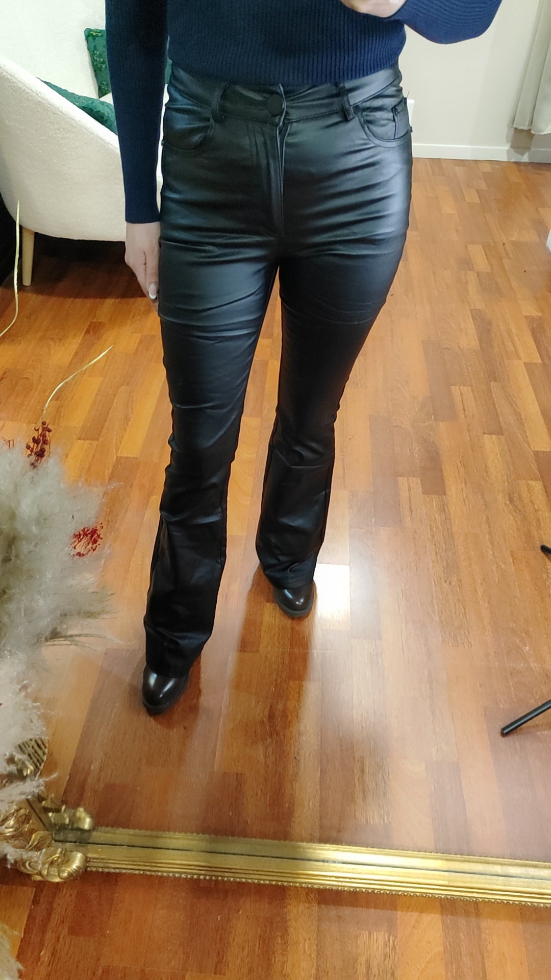 Jean simili wide leg noir