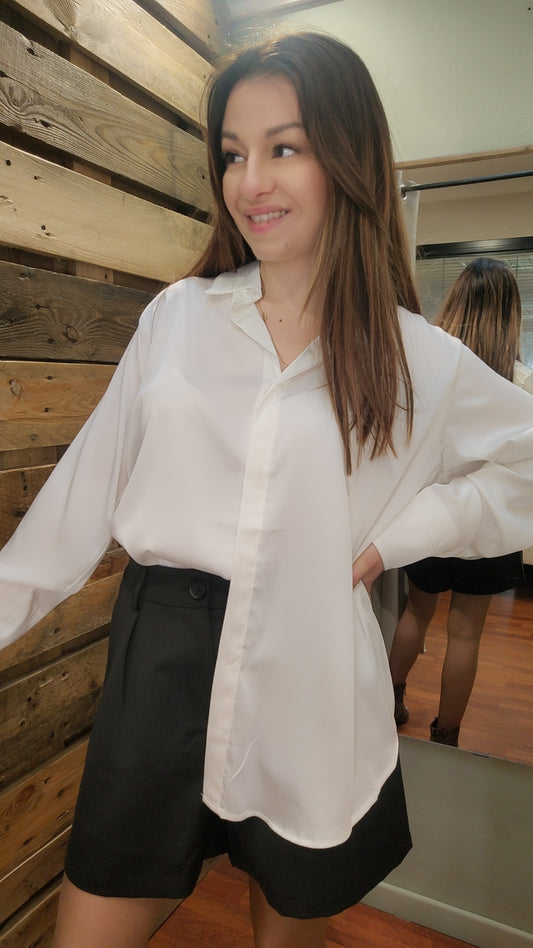 Chemise blanche satinée