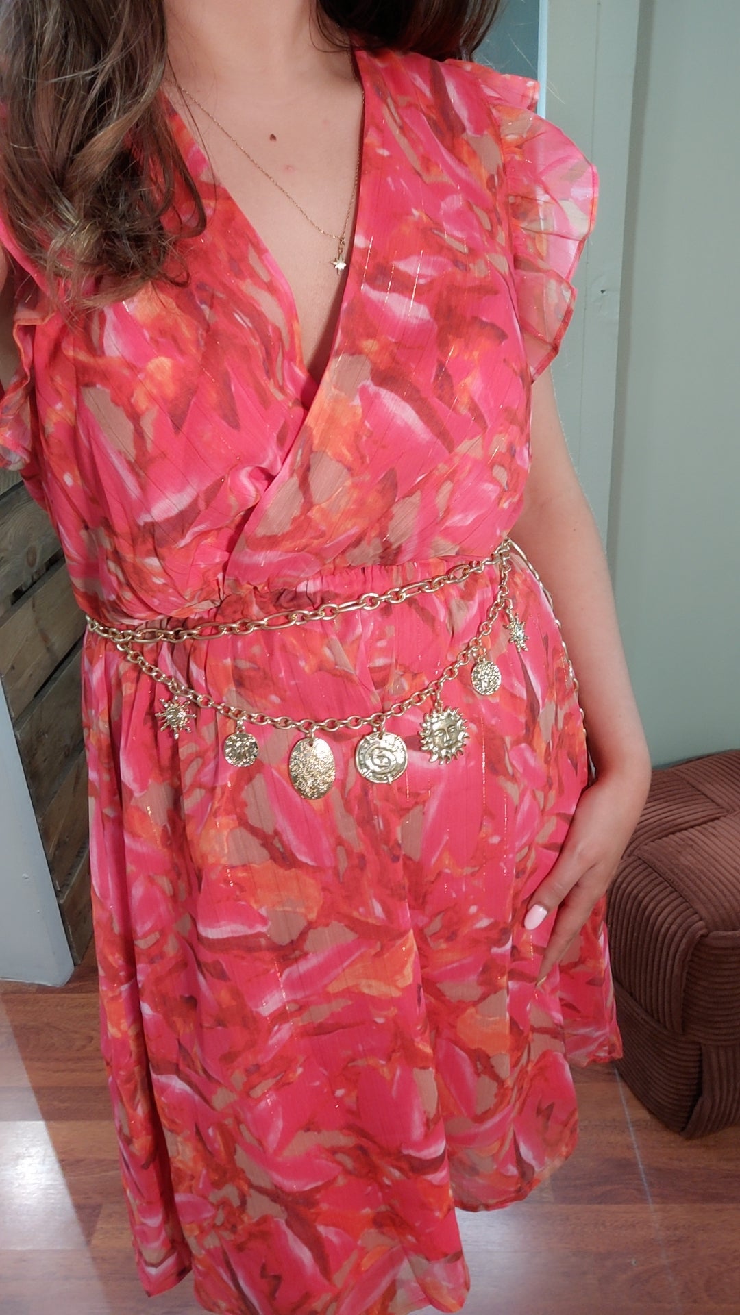 Robe midi rosée