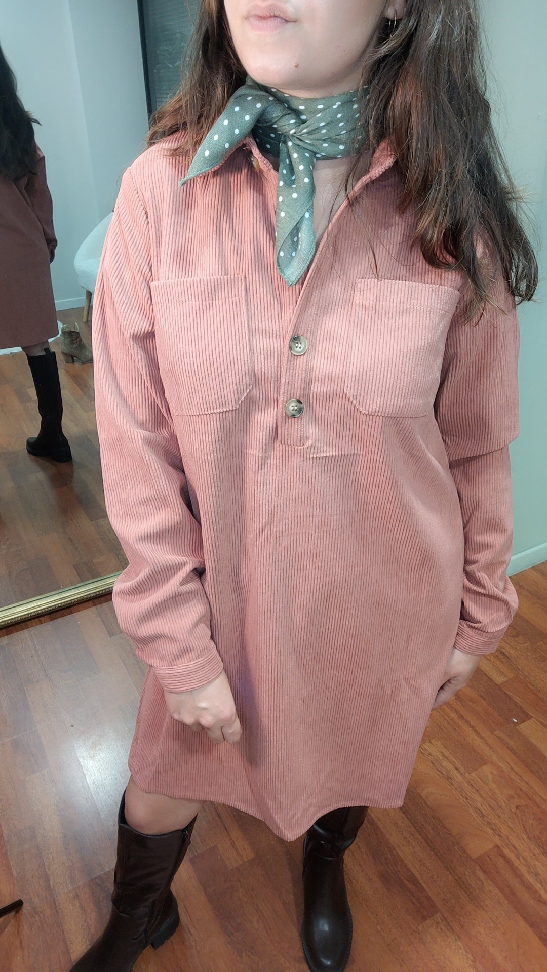 Robe velours côtelé vieux rose