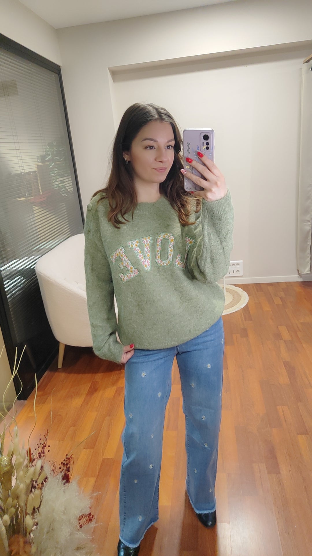 Jean wide leg marguerite avant et arrière