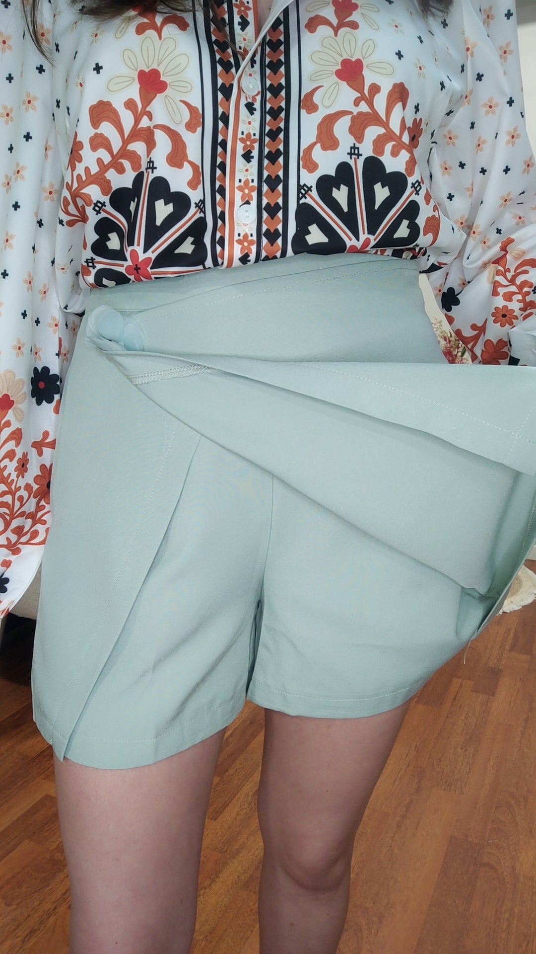 Jupe-short fleur pistache