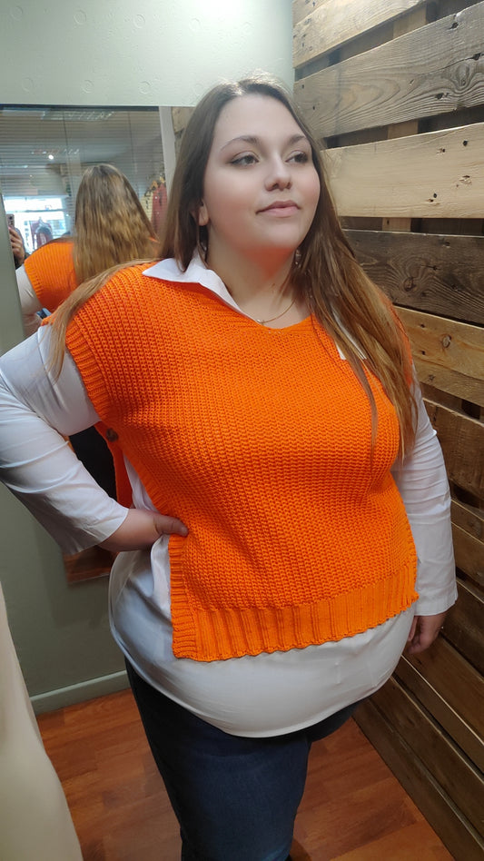 Pull sans manches avec boutons côté