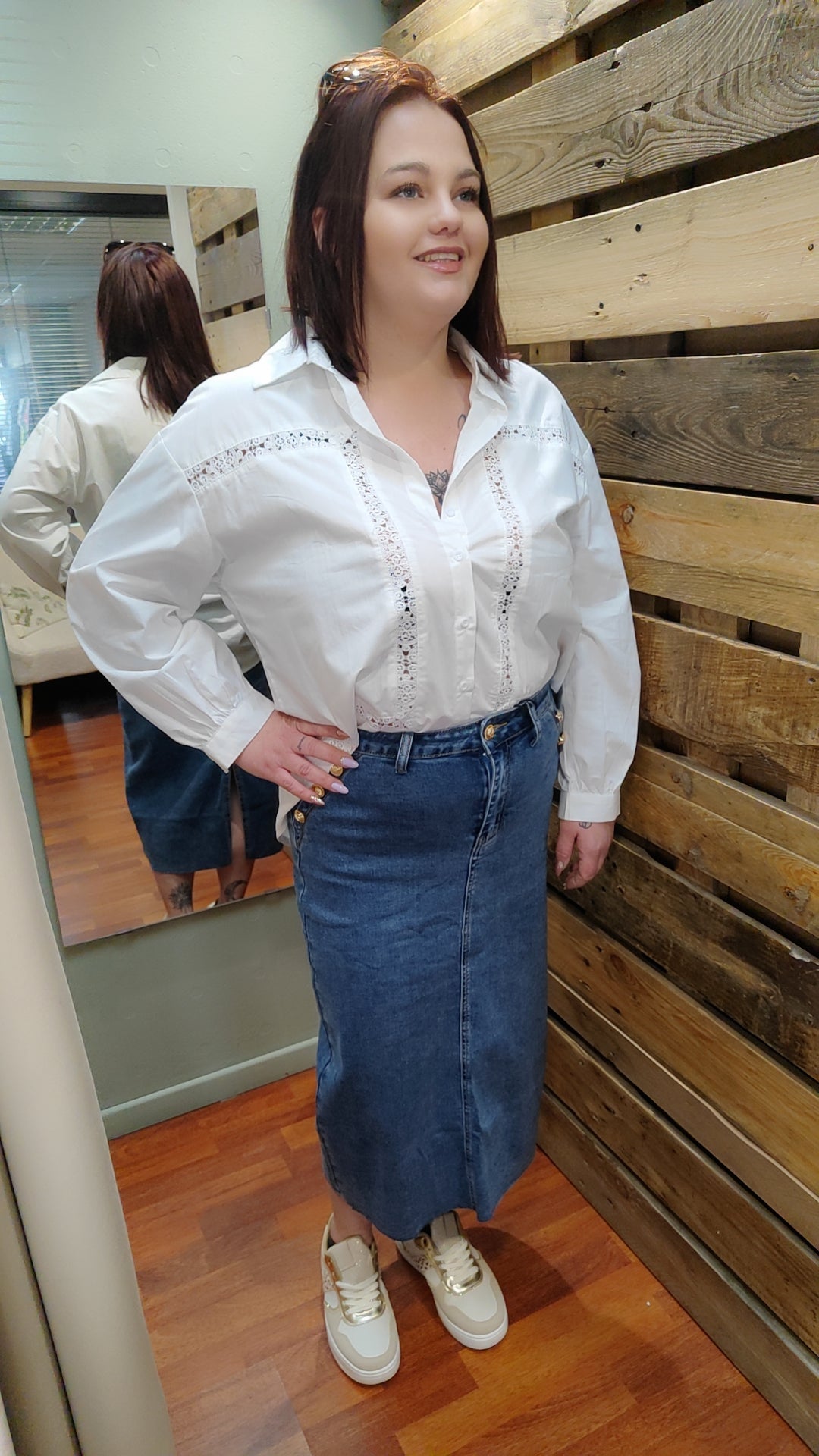 Jupe longue jean boutons