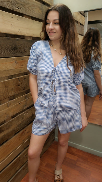 Ensemble vichy bleu