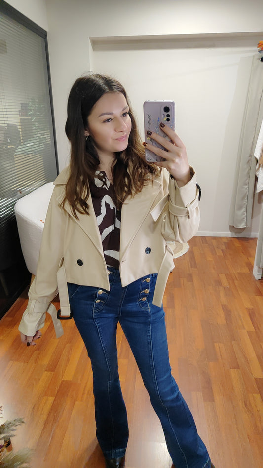 Trench court simili beige