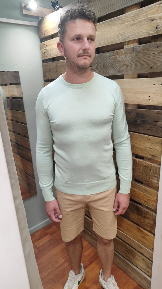 Pull fin vert menthe