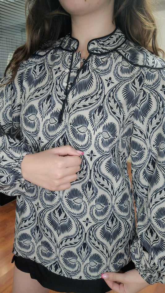 Blouse imprimée col mao