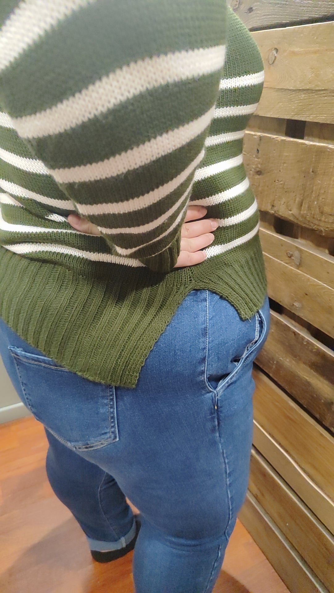 Pull marinière kaki