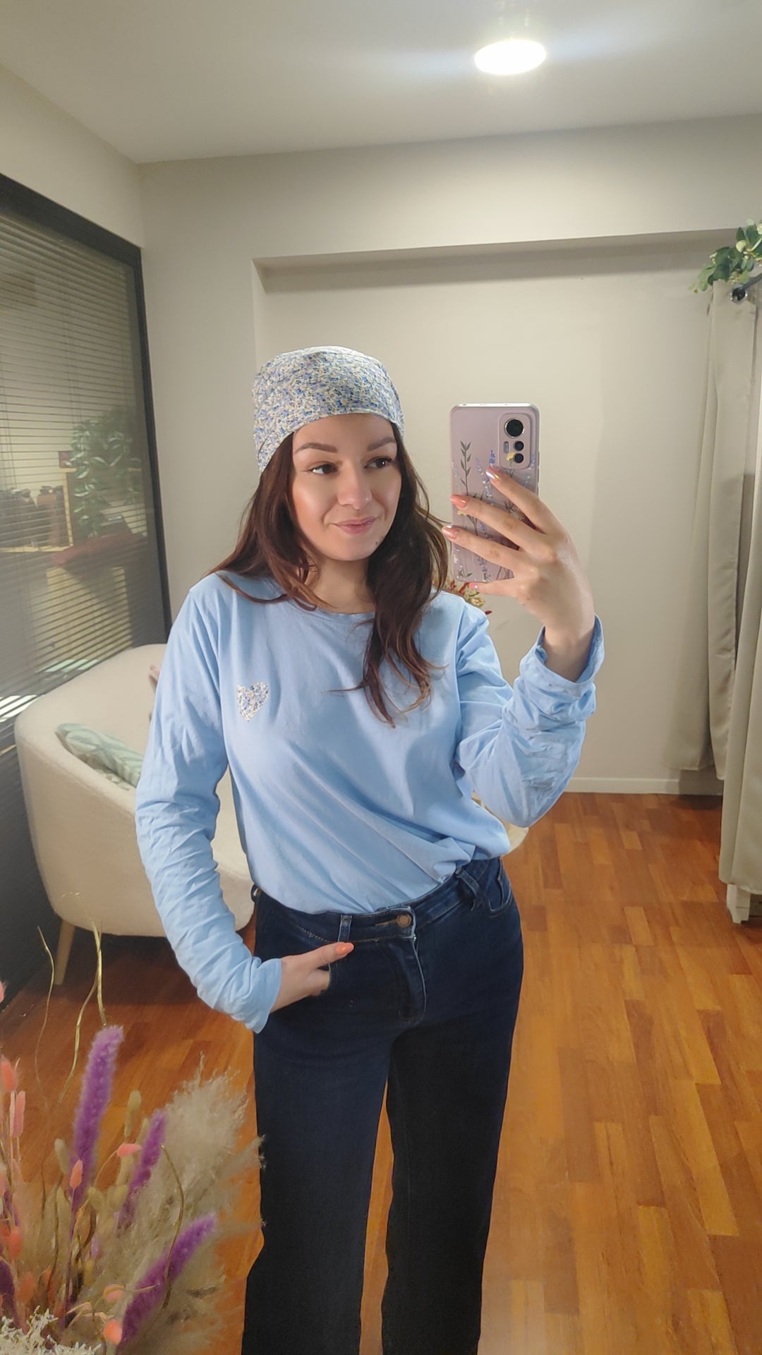 Top manches longues avec foulard