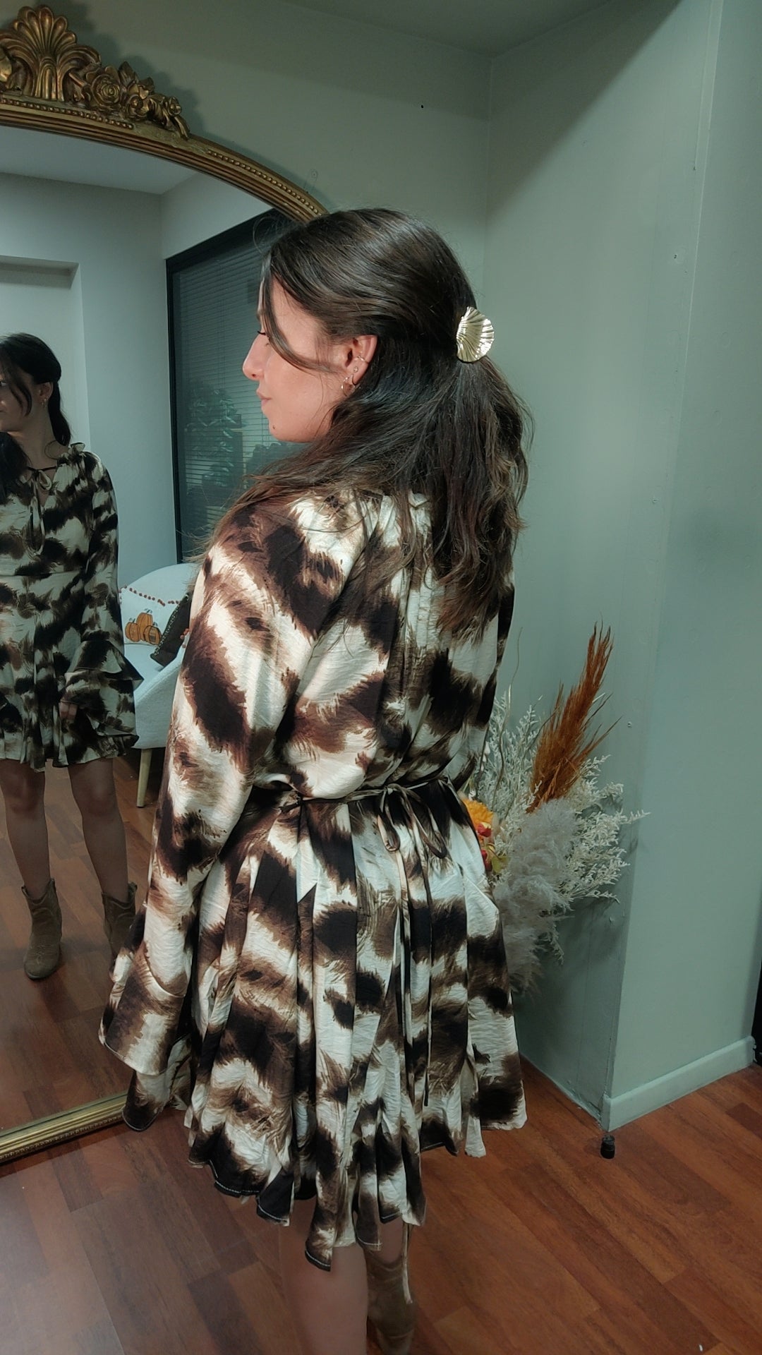 Robe tie and dye beige et choco