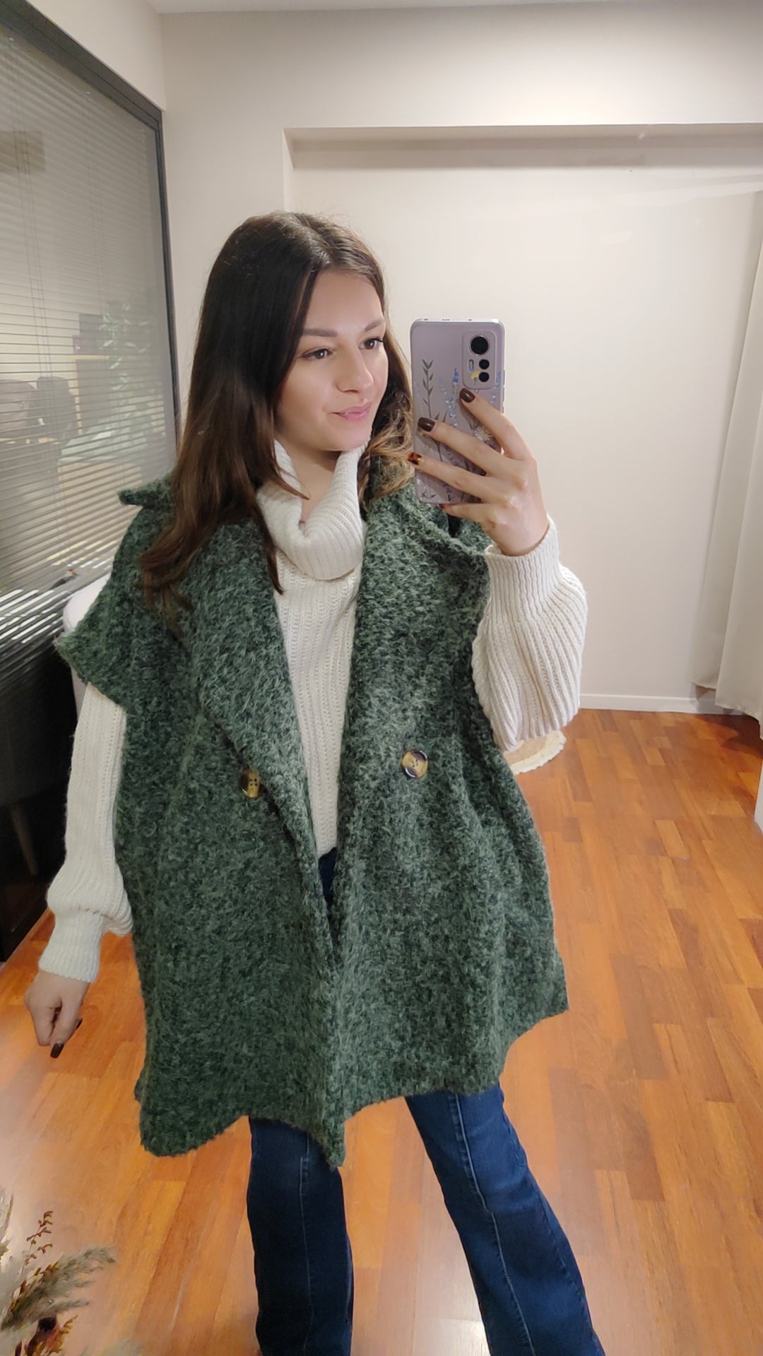 Poncho oversize laine bouillie (différents coloris)