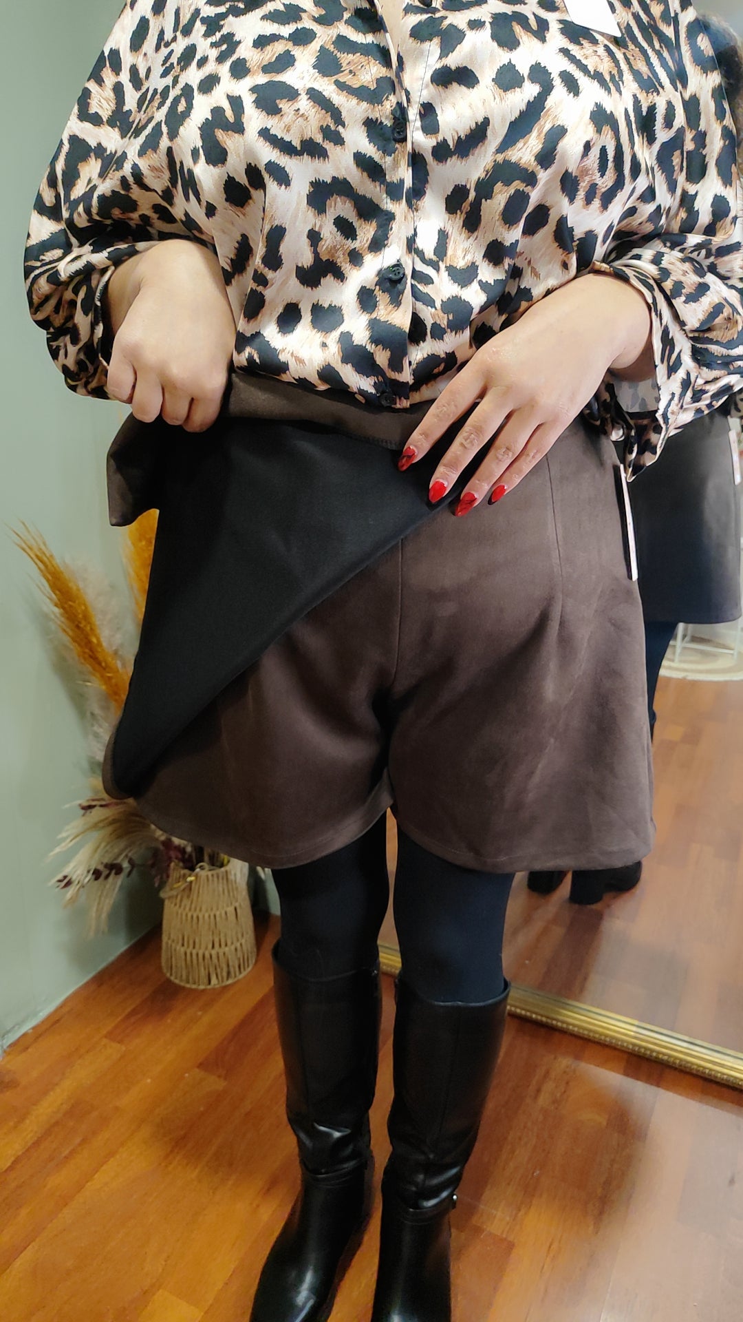 Jupe-short suédine chocolat