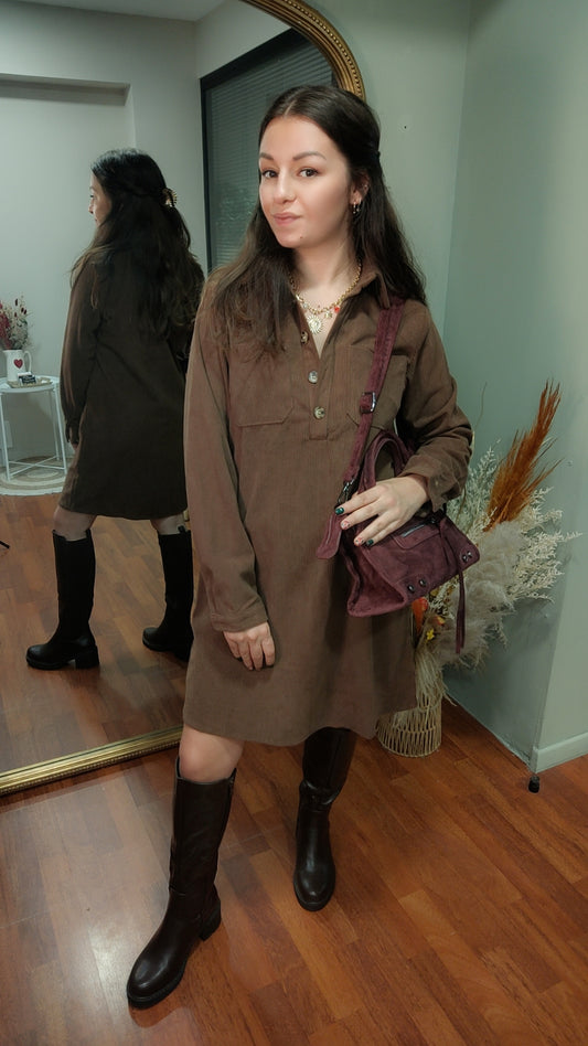 Robe velours côtelé chocolat