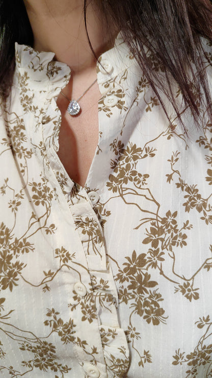 Chemise blanche à motifs camel