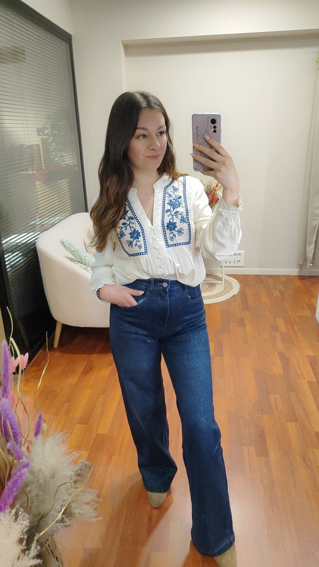 Jean wide leg paillette
