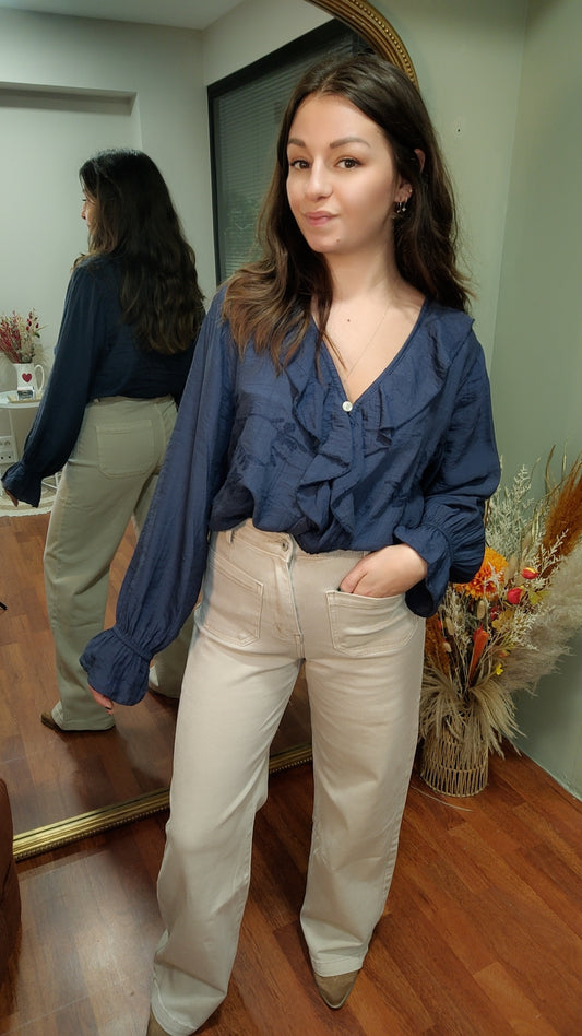 Jean wide leg beige