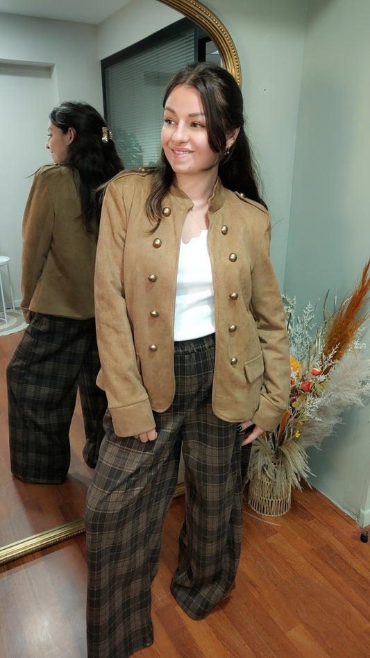 Pantalon large à carreaux