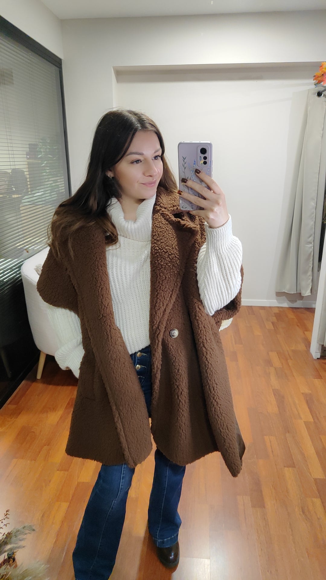 Poncho oversize doux chocolat