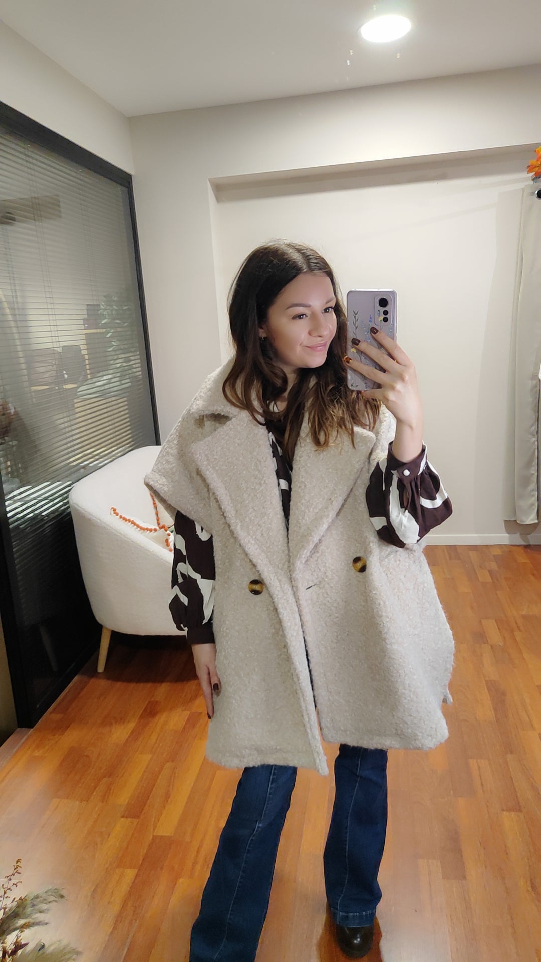 Poncho oversize laine bouillie (différents coloris)