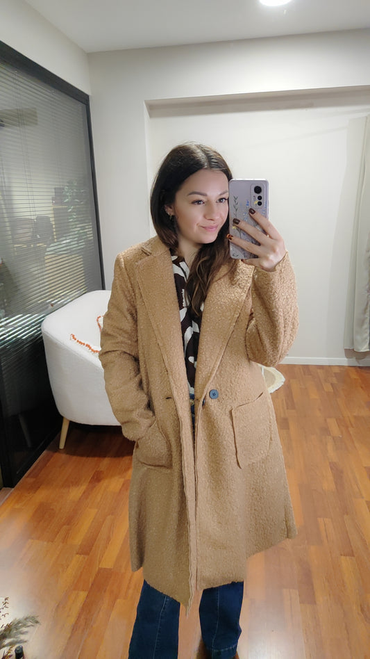 Manteau bouclette mi-long (plusieurs coloris)