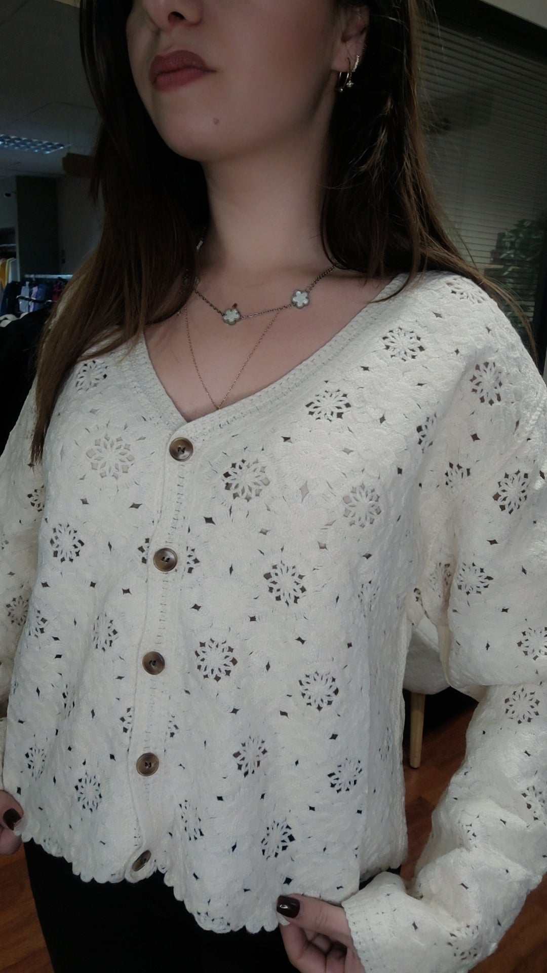 Gilet crochet doux écru