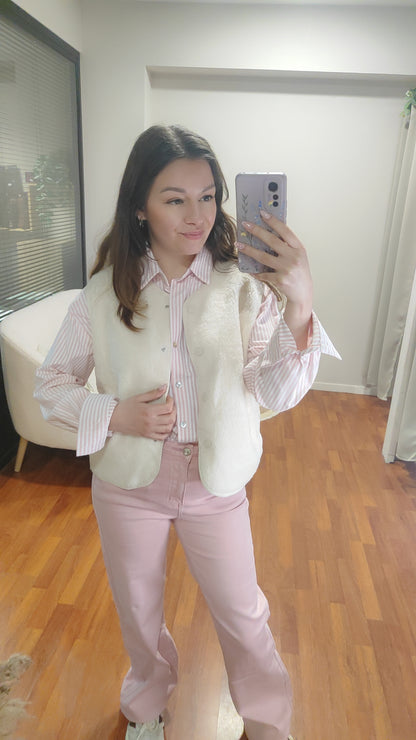 Chemise rayée rose et blanc