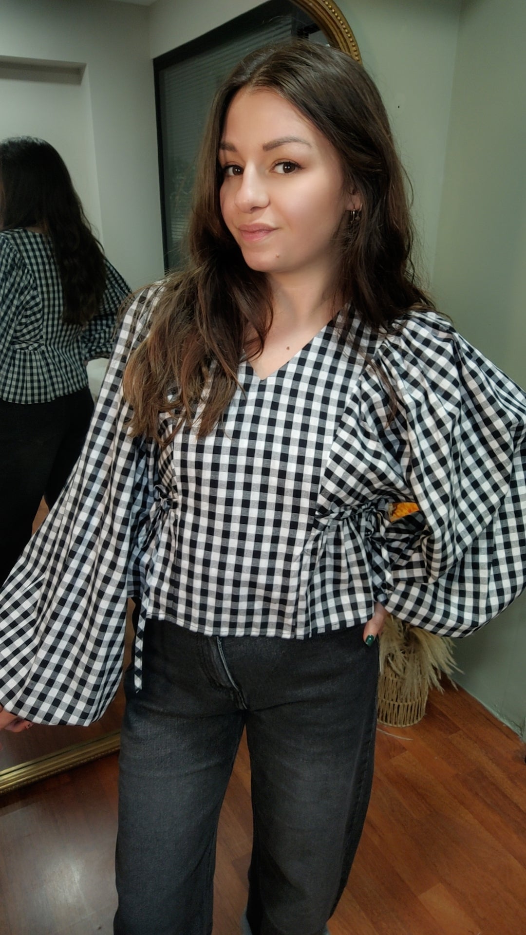 Blouse oversize damier