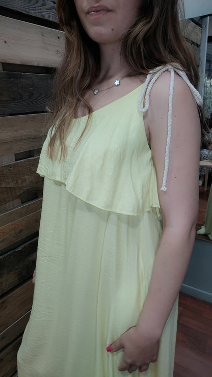 Robe longue bretelles cordes