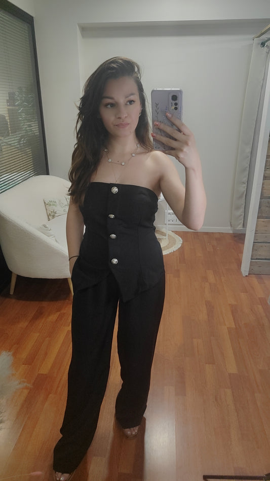 Ensemble bustier et pantalon large noir