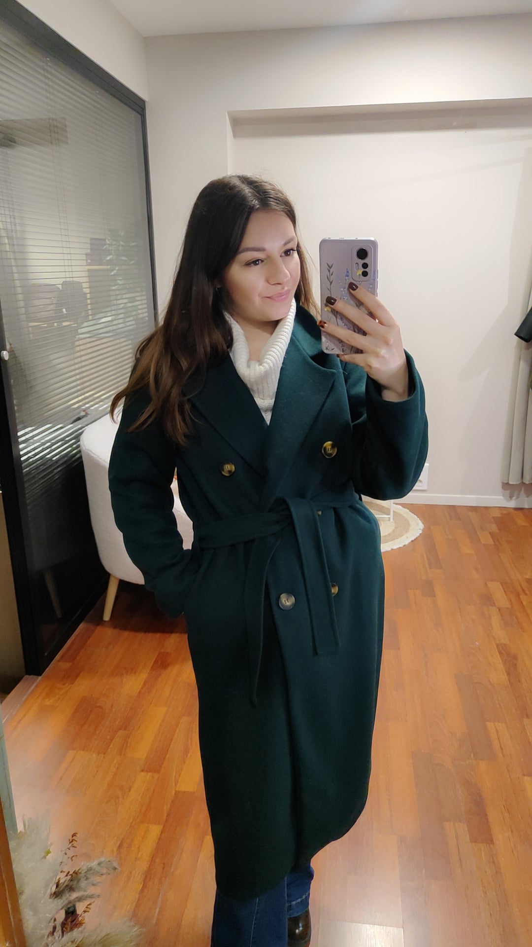 Manteau long boutons et ceinturé (plusieurs coloris)