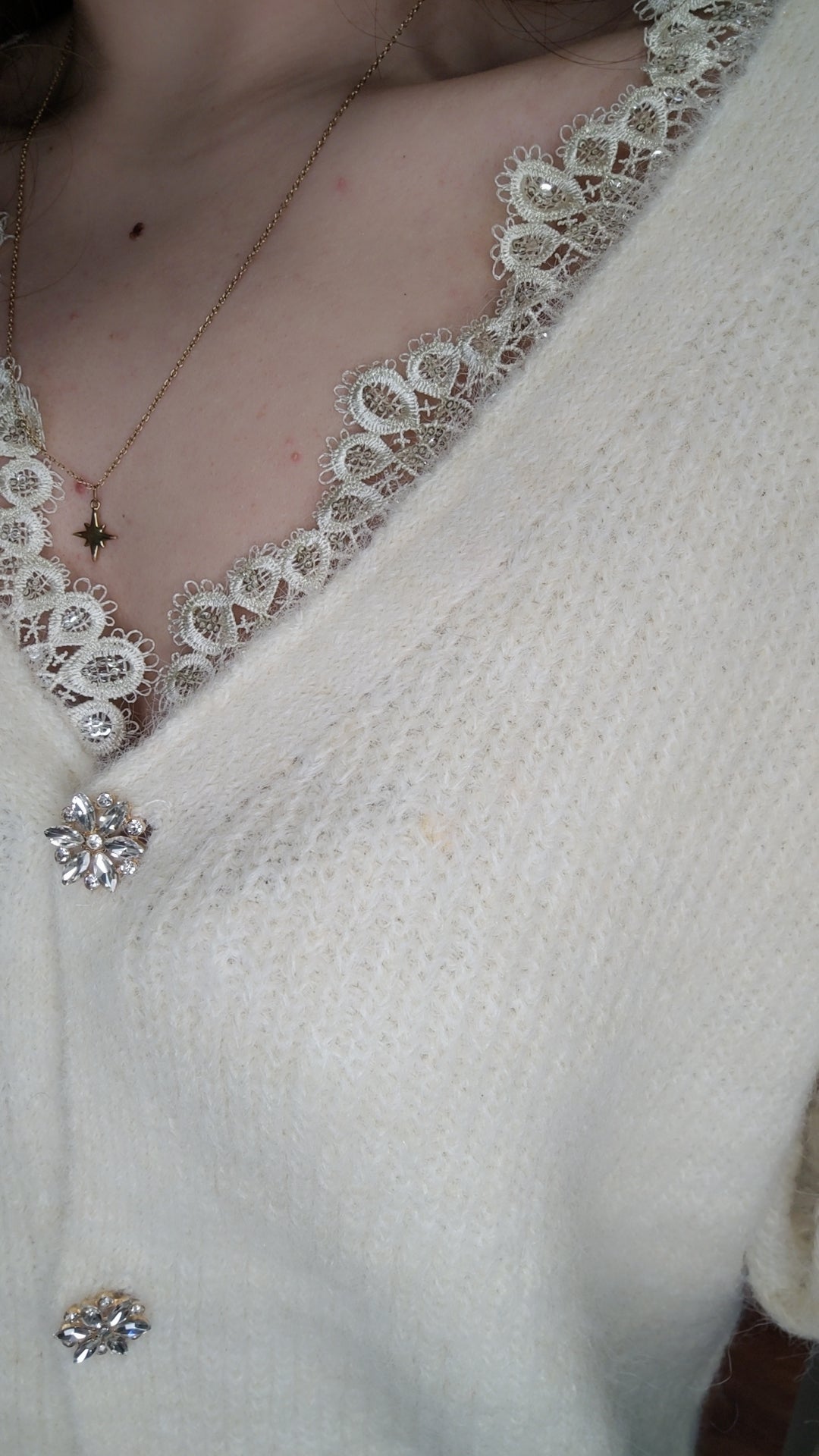 Gilet écru dentelle