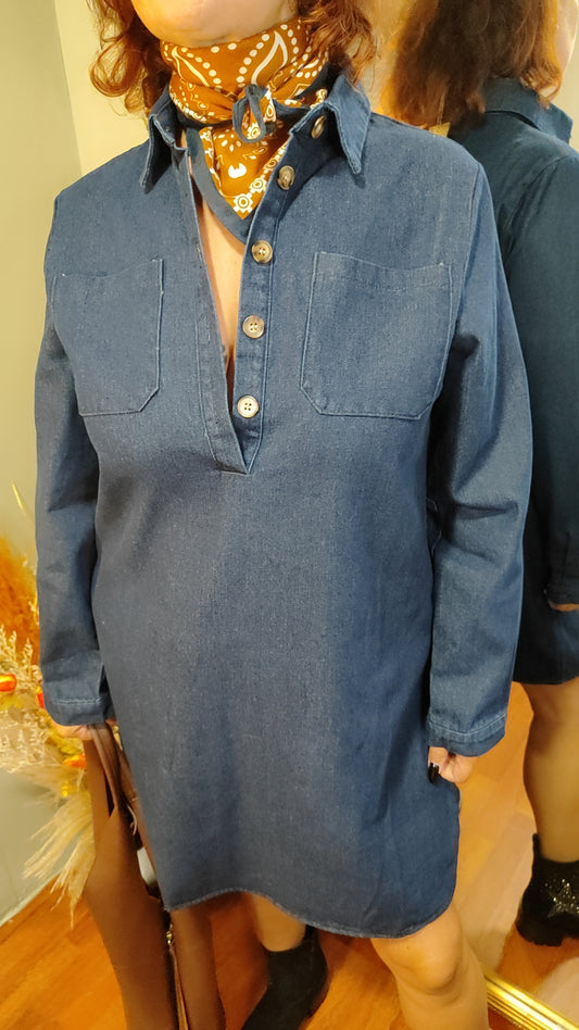 Robe jean manches longues