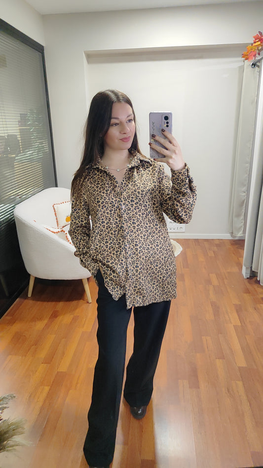 Chemise velours léopard