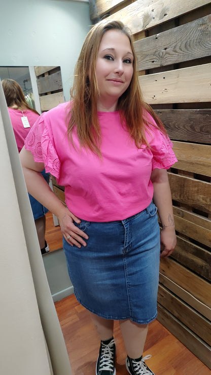 Top manches broderie anglaise