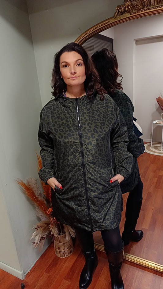 Parka réversible léo kaki/noir