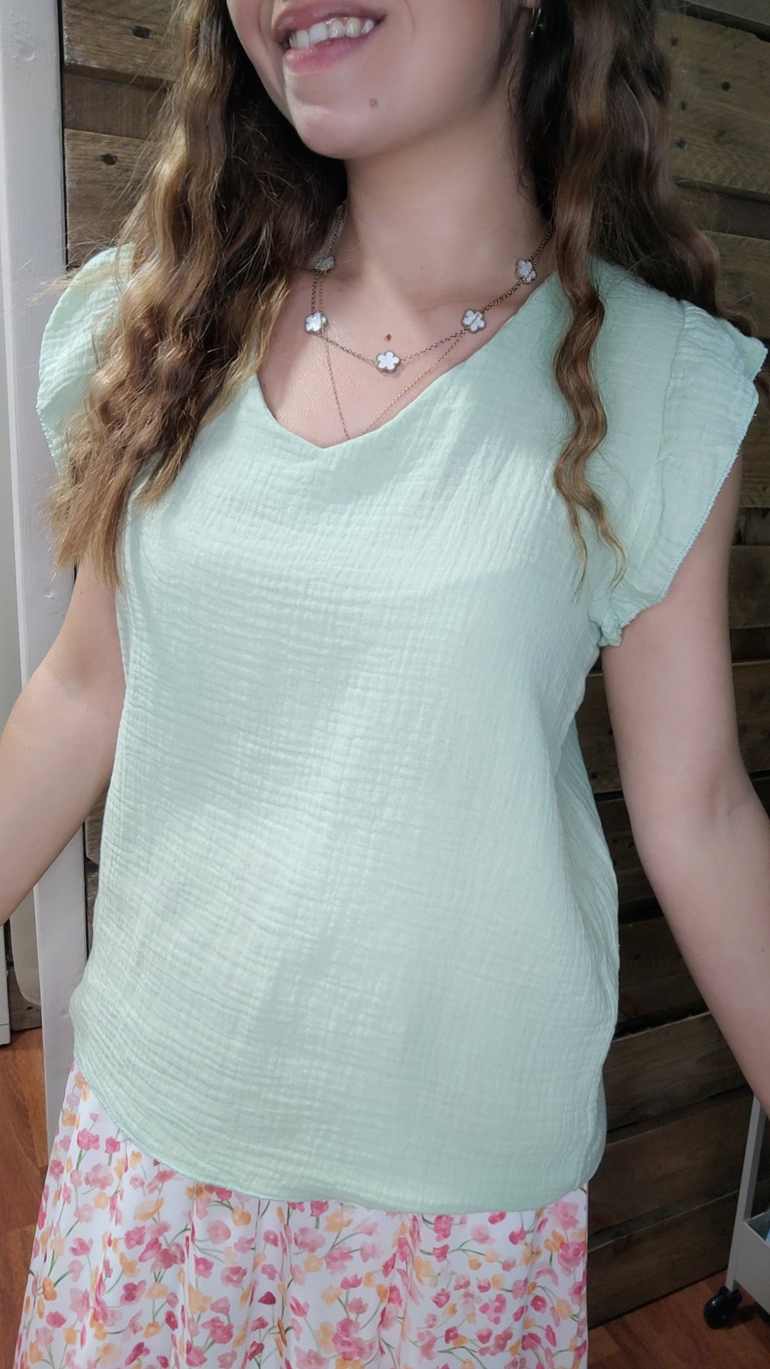 Top gaze de coton fushia ou vert clair