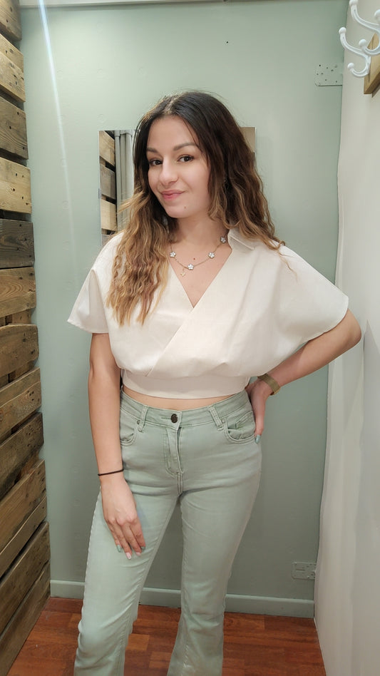 Top croisé effet lin