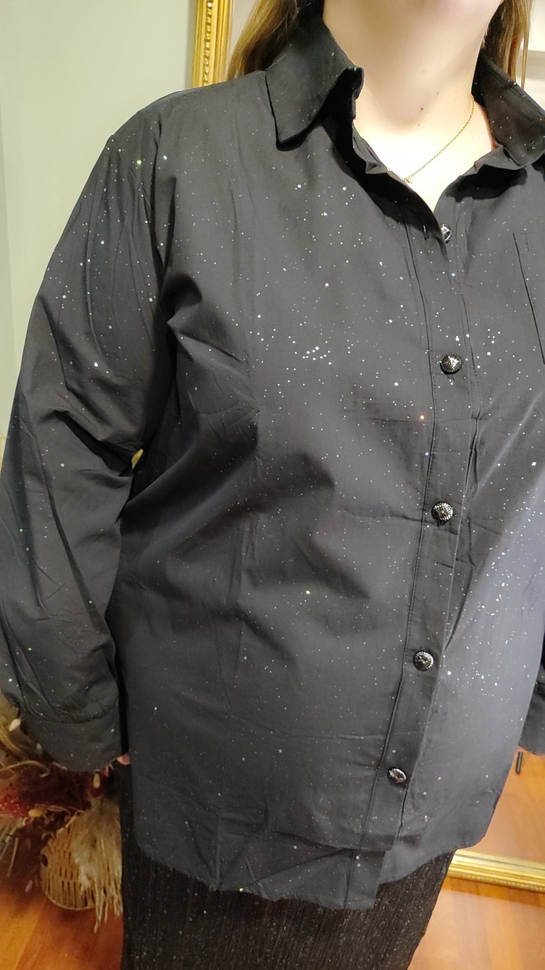 Chemise noire pailletée