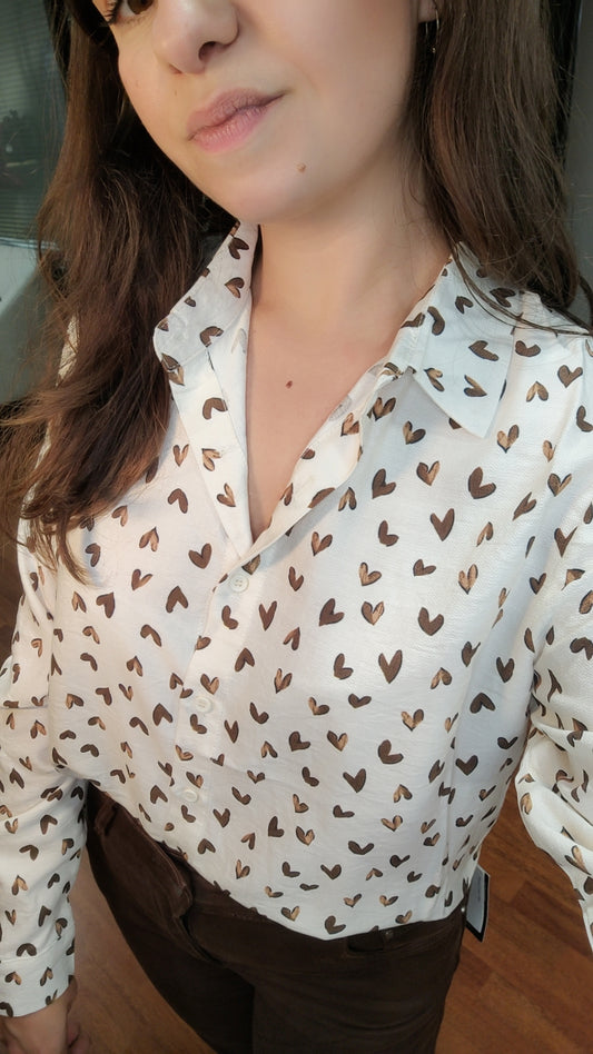 Chemise blanche coeur choco