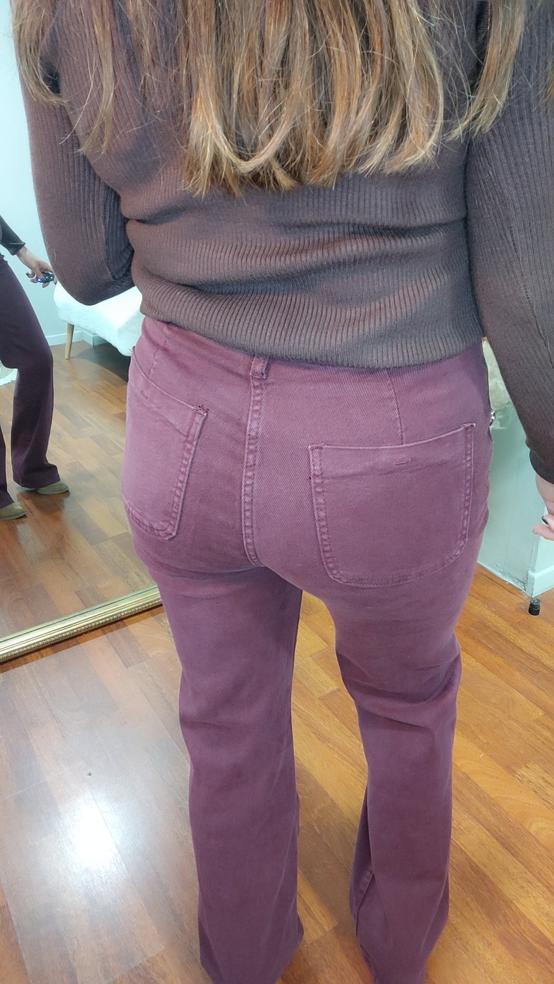 Jean wide leg boutons prune