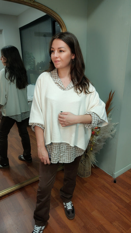 Pull et chemise à carreaux