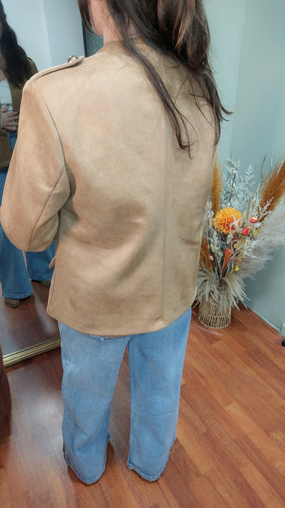 Veste officier suedine camel