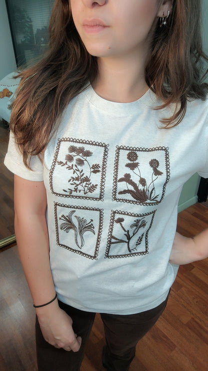 T-shirt beige brodé choco
