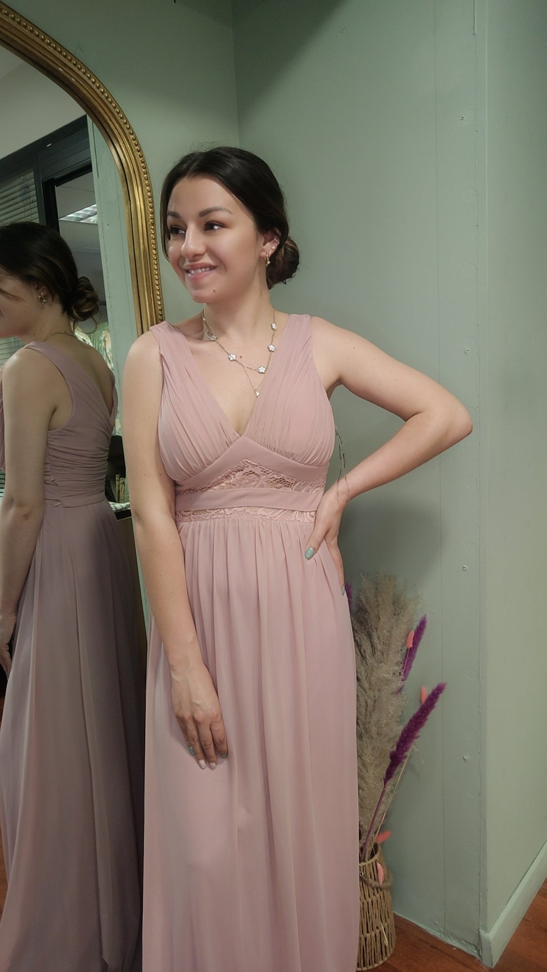 Robe cérémonie rose poudré