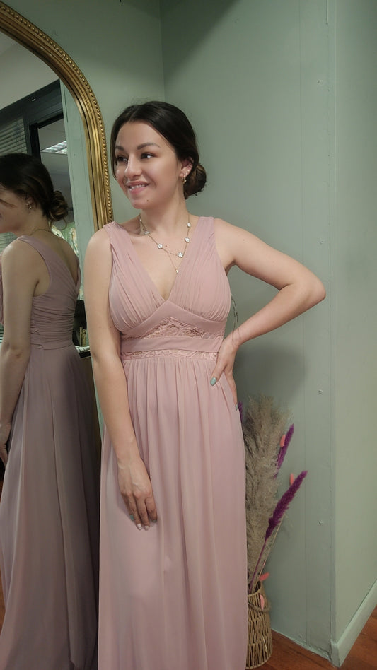 Robe cérémonie rose poudré