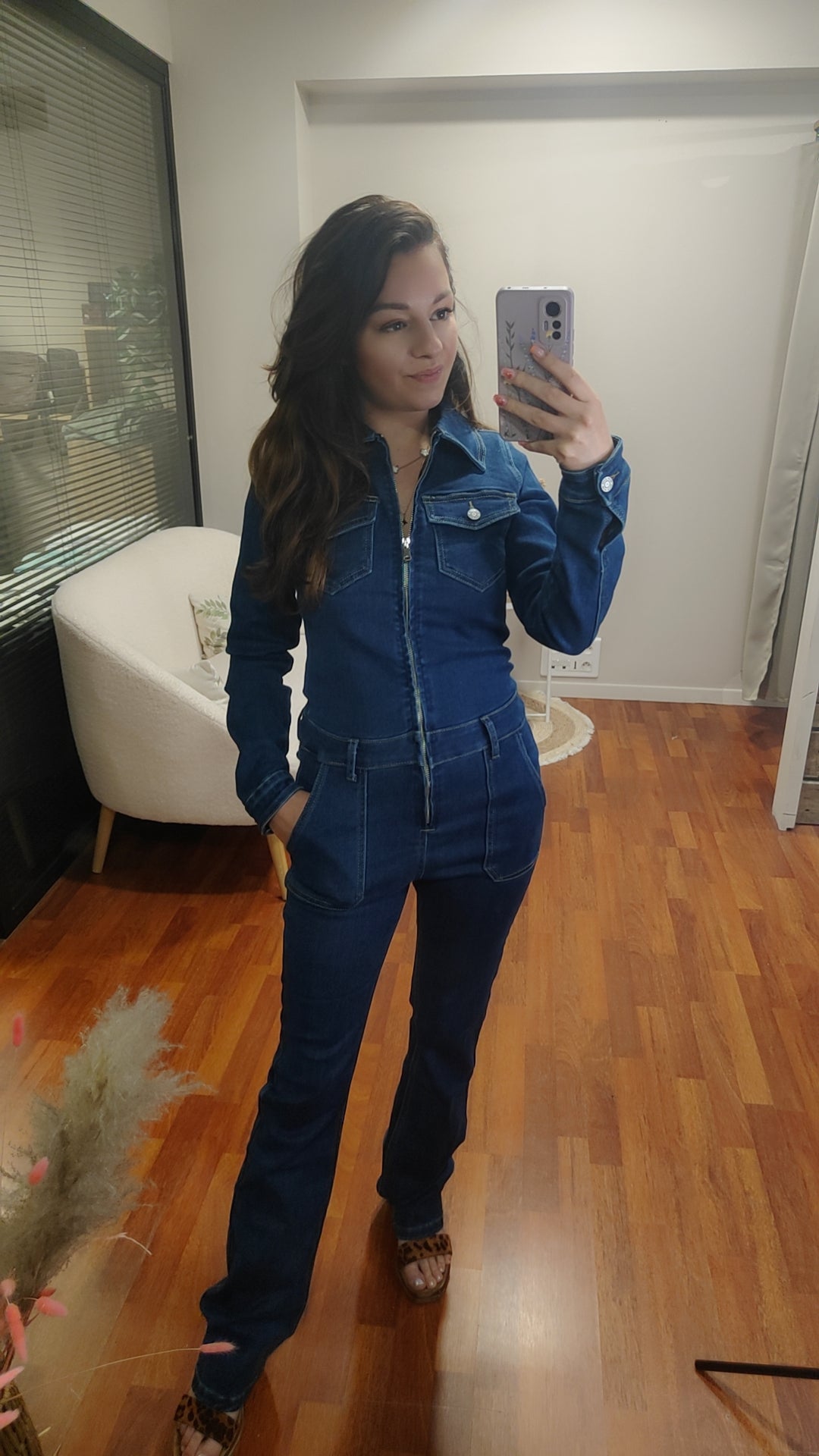 Combinaison jean à fermeture