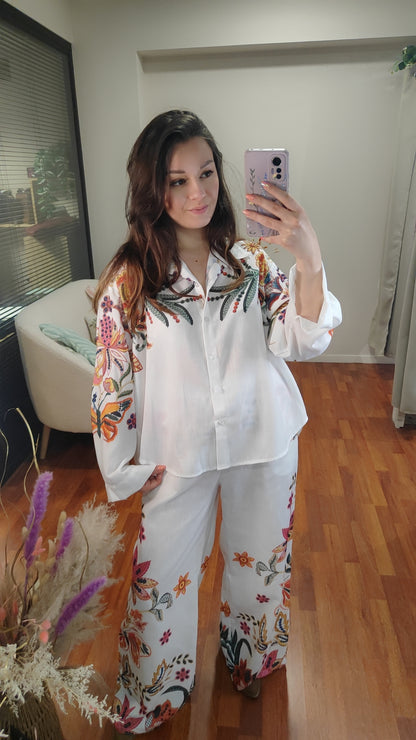 Chemise effet lin imprimée