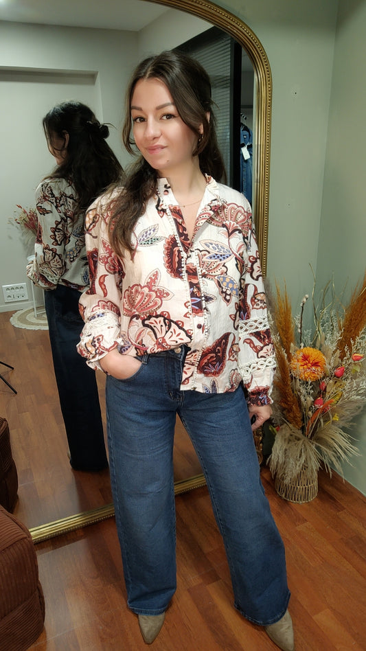Jean wide leg bleu étoile