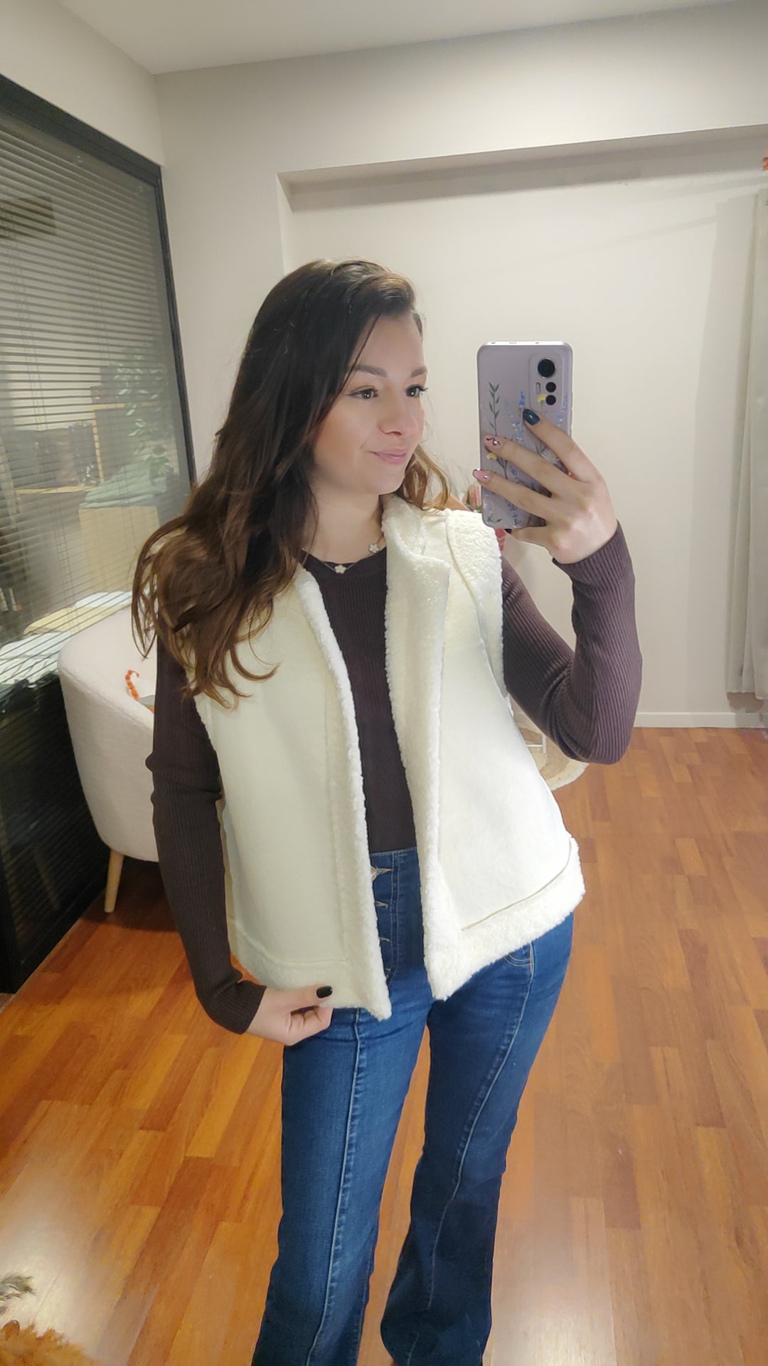 Gilet sans manches suédine et moumoute